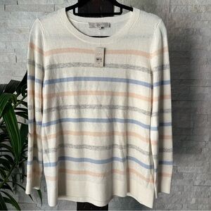 LOFT Wool Blend Cream Stripe Sweater Size MP New with Tags